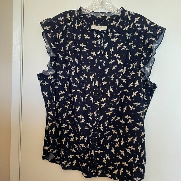 Loft Bee Ruffle Top Blouse - Picture 2 of 10